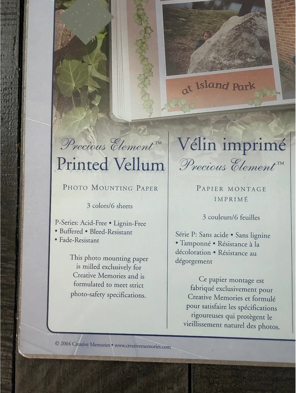 Creative Memories Precious Element Printed Vellum Photo Mounting Paper from 2004